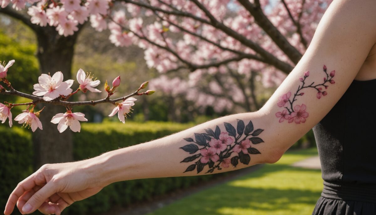 Tatouage de fleur de cerisier : symbolique délicate et beauté éphémère